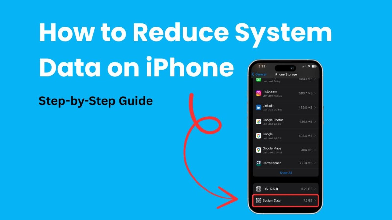 how to reduce system data on iPhone
